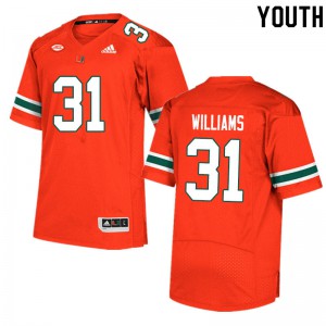 Youth Avantae Williams Orange Miami Hurricanes #31 Stitch Jerseys