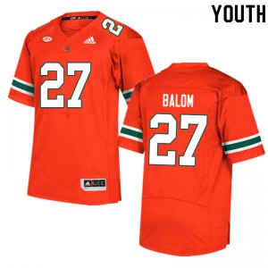 Youth Brian Balom Orange Hurricanes #27 Alumni Jersey