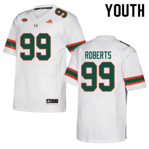 Youth Elijah Roberts White Miami #99 High School Jerseys