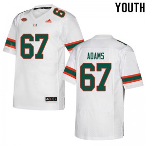 Youth Gavin Adams White Miami #67 Stitched Jersey