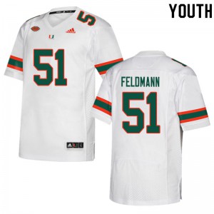 Youth Graden Feldmann White Miami Hurricanes #51 University Jersey