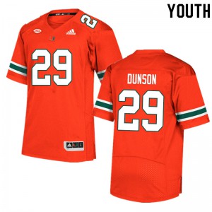Youth Isaiah Dunson Orange Miami #29 NCAA Jerseys