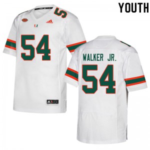 Youth Issiah Walker Jr. White Miami Hurricanes #54 Football Jersey