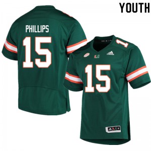 Youth Jaelan Phillips Green Miami #15 Football Jersey