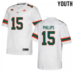 Youth Jaelan Phillips White Miami #15 College Jerseys