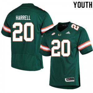 Youth Jalen Harrell Green Miami Hurricanes #20 Player Jerseys