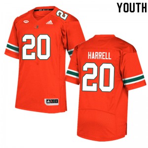 Youth Jalen Harrell Orange Miami #20 High School Jerseys