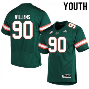 Youth Quentin Williams Green Miami Hurricanes #90 Embroidery Jersey