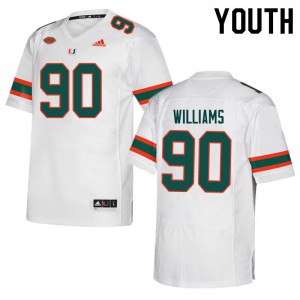 Youth Quentin Williams White University of Miami #90 Official Jerseys